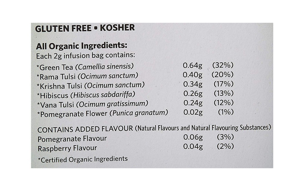 Organic India Tulsi Green Tea Pomegranate   Box  18 pcs